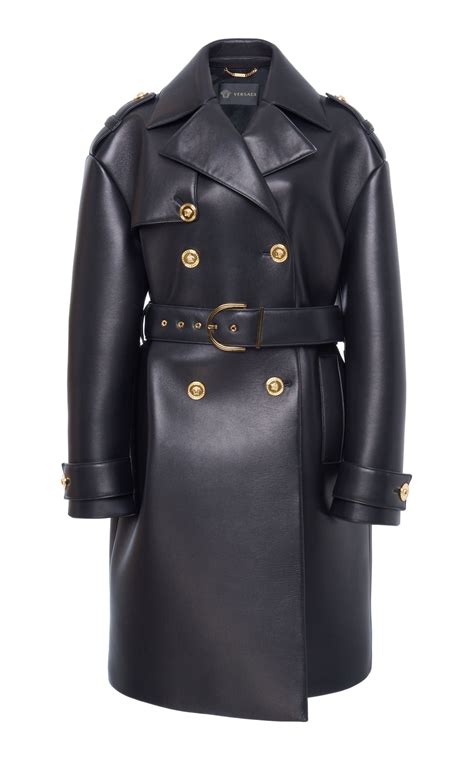 versace leather trench coat inheritance|versace black leather jacket.